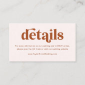 Boho Retro Terracotta Bruiloft Details Informatiekaartje (Voorkant)