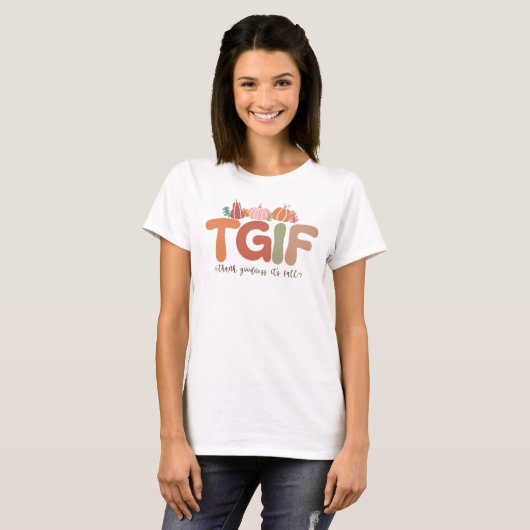 Boho Retro TGIF Herfst Quote T-shirt (Voorkant volledig)