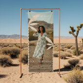 Boho Retro Tropical Palm Tree Afstuderen Foto Spandoek