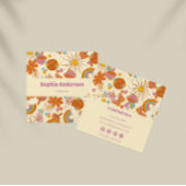 Boho Retro Visitekaartje met Pastel 70s Bloemen
