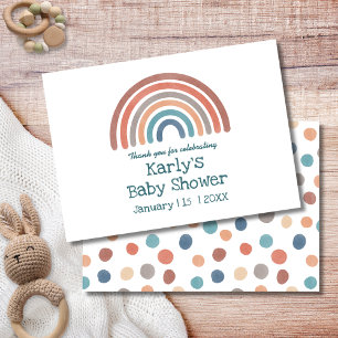 Boho Retro Waterverf Rainbow Baby shower Bedankkaart