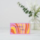 Boho Retro Wavy Lines Social Media QR-code Visitekaartje (Staand voorkant)