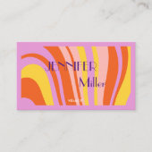 Boho Retro Wavy Lines Social Media QR-code Visitekaartje (Voorkant)