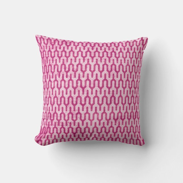 Boho Retro Weave Pattern in Pinks Kussen (Voorkant)