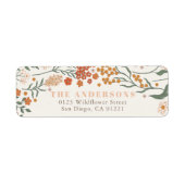 Boho Retro Wildflower Etiket (Voorkant)