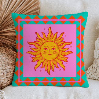 BOHO Retro Zon Gezicht Dopamine Esthetisch Kleurri Kussen