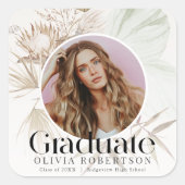 Boho Reviera Foto Afstuderen Vierkante Sticker (Voorkant)