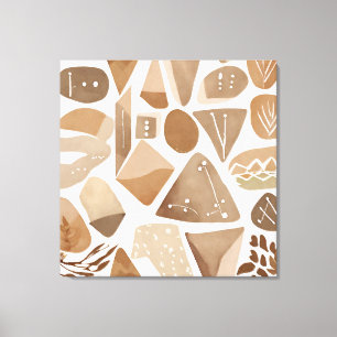 Boho Rock Leaf Botanische kunststijl Eenvoudig Mod Canvas Afdruk