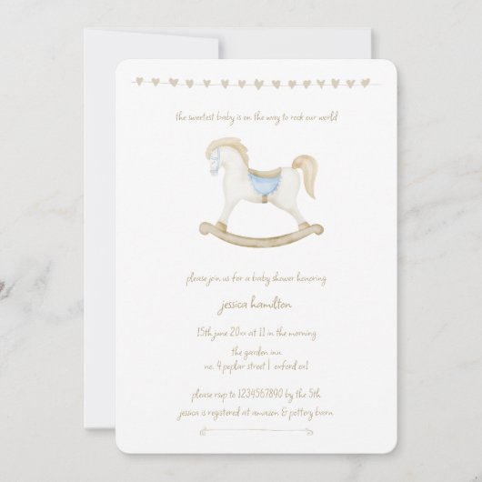 Boho Rocking Horse Cowboy Baby shower Kaart (Voorkant)