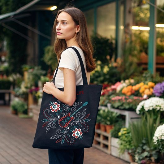 Boho Rock'n'Roll gitaar met bloemen Draagtas