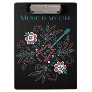 Boho Rock'n'Roll gitaar met bloemen Klembord