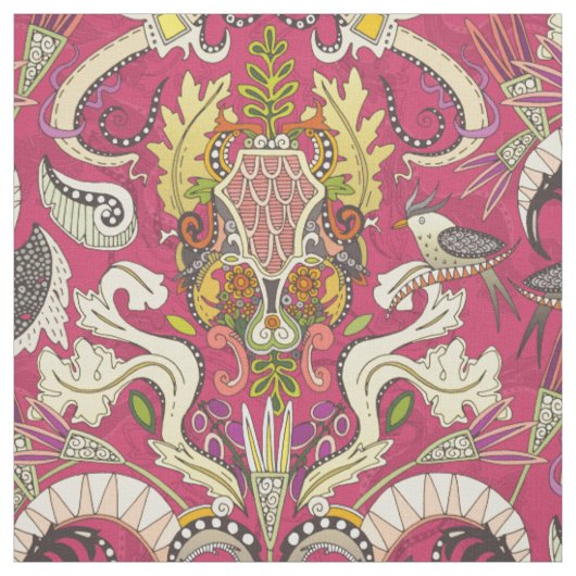 boho rococo roze stof (Swatch)