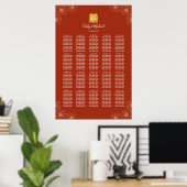 Boho rode bloemen Chinese bruiloft zitkaart Poster (Thuiskantoor)