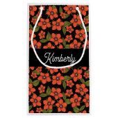 Boho rode bloemige cadeautas met monogram (Achterkant)