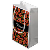 Boho rode bloemige cadeautas met monogram (Achterkant Gekanteld)