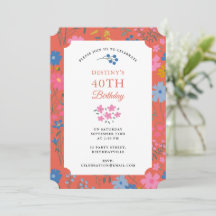 Boho Rode Bloemstuk Wilde Bloemen 30e 40e Verjaard