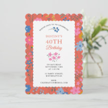 Boho Rode Bloemstuk Wilde Bloemen 40e 50e Verjaard