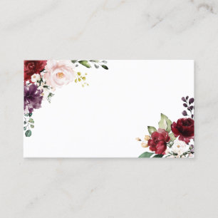 Boho Rode en Paarse Waterverf Bloemen Bruiloft Plaatskaartje