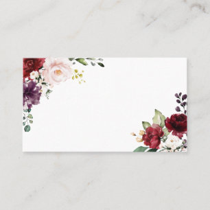 Boho rode en paarse waterverf bloemen plaatskaartje