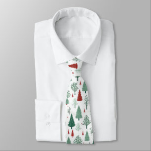 Boho Rode Groene Kerstbomen Vakantie Stropdas
