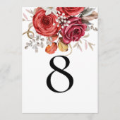 Boho Rode Herfst Bloemen Tafelnummer (Voorkant)