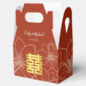 Boho rode moderne bloemen Chinese bruiloft Bedankdoosjes (Geopend)