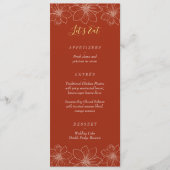 Boho rode moderne bloemen Chinese bruiloft Menu (Voorkant)