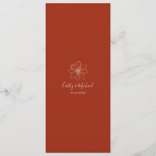 Boho rode moderne bloemen Chinese bruiloft Menu (Achterkant)