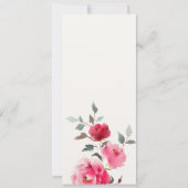 Boho Rode Roze Roos Bloemen Trouw Menu Kaart (Achterkant)