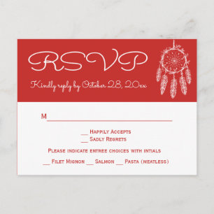 Boho Rode RSVP Native American Droomvanger Trouwfe Uitnodiging Briefkaart