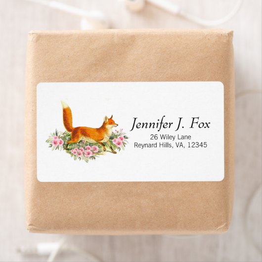 Boho  Rode Vos Roze Bloemen Rozen Etiket (Insitu)