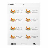 Boho  Rode Vos Roze Bloemen Rozen Etiket (Full Sheet)