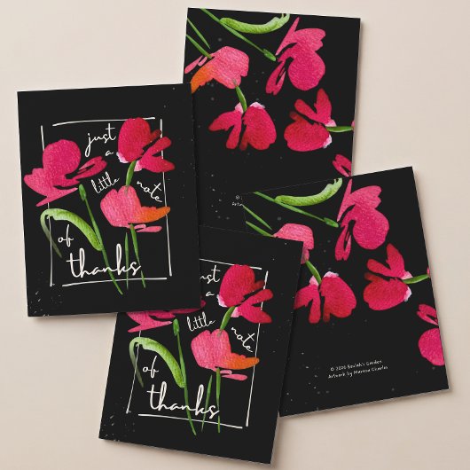 Boho Rode Wilde Bloem Script Dankkaart Bedankkaart