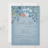 Boho Roest Blauw Bloemig Iets Blauws Bruiloftsfees Kaart (Voorkant)