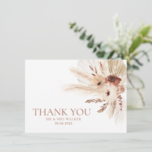 Boho Roest Bruiloft Dank u Kaart Flat HAZEL (Staand voorkant)