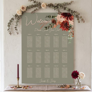 Boho Roest & Neutrale Herfst Bloemige Salie Groene Poster