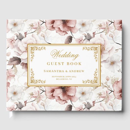 Boho romantique dusté or rose mariage livre d'hôte (Recto)