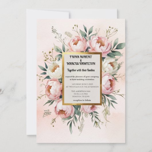 Boho romantique Faire-part de mariage - Blush Pink (Devant)