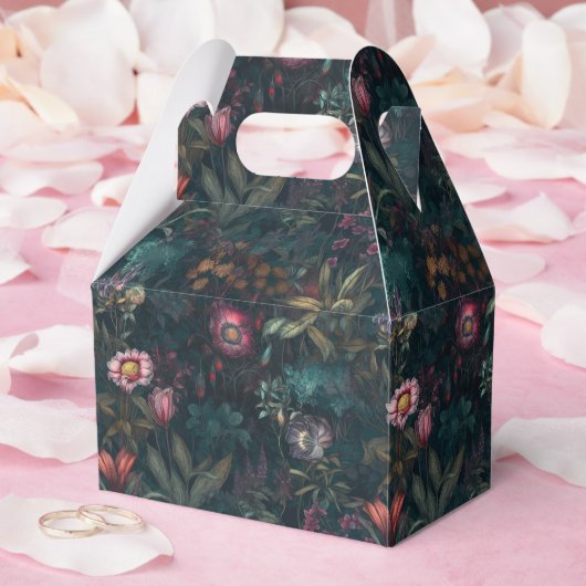 Boho Romantisch Roze & Groene Bloemen Donkere Acht Bedankdoosjes (Huwelijk)