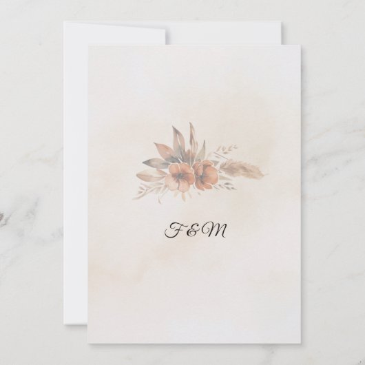 Boho Romantische Bloemen Rustiek Elegante Huwelijk Save The Date (Achterkant)