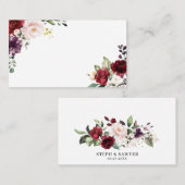 Boho Rood en Paarse Waterverf Bloemen Bruiloft Plaatskaartje (Voorkant / Achterkant)