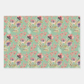 Boho Rood Roze Groen Waterverf Wildflovers Inpakpapier Vel (Voorkant 3)