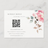 Boho Rood Roze Roze Bloemen Huwelijk QR Code RSVP Informatiekaartje (Voorkant)