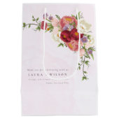 Boho Rood Roze Witte Rose Bloemen Huwelijksmedium Medium Cadeauzakje (Achterkant)