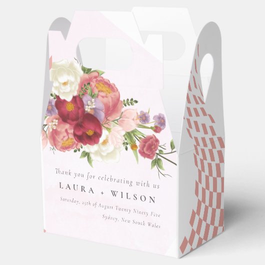 Boho Rood Roze witte Rose Bloemen modern Bedankdoosjes (Geopend)