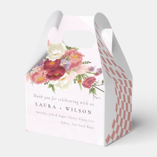 Boho Rood Roze witte Rose Bloemen modern Bedankdoosjes (Voorkant Zijde)