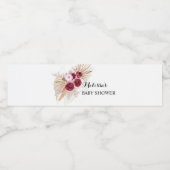 Boho roodachtig bruine Pampagras  Waterfles Etiket (Enkel label)