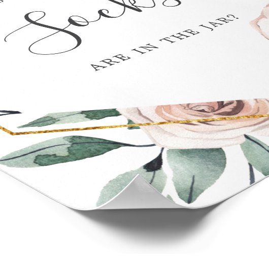 Boho Roos Baby shower raad eens hoeveel sokjetoetj Poster (Hoek)