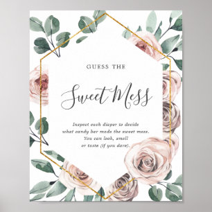 Boho Roos Baby shower raad het zoete Poster
