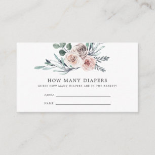 Boho Roos Baby shower raad hoeveel luiers er zijn Informatiekaartje